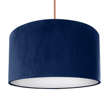 Load image into Gallery viewer, Navy blue velvet with opaque white liner lampshade