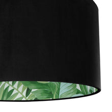 Load image into Gallery viewer, Jet black velvet with green leaf lampshade