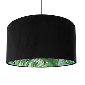 Jet black velvet with green leaf lampshade