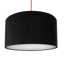 Load image into Gallery viewer, Jet black velvet with opaque white liner lampshade