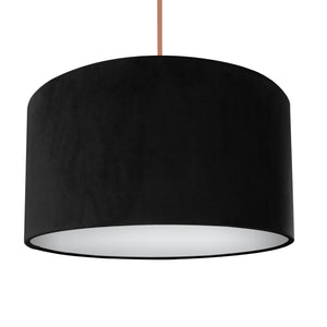 Jet black velvet with opaque white liner lampshade