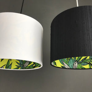 Crisp white cotton with citrus leaf lampshade