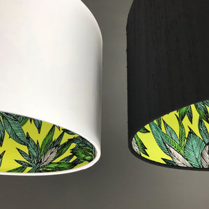 Jet black silk with citrus leaf lampshade