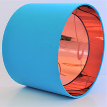 Load image into Gallery viewer, Bright blue silk lampshade with mirror copper liner