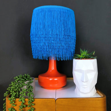 Blue tassel lampshade with mirror copper liner