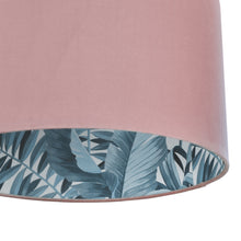 Load image into Gallery viewer, Blush velvet with blue leaf lampshade