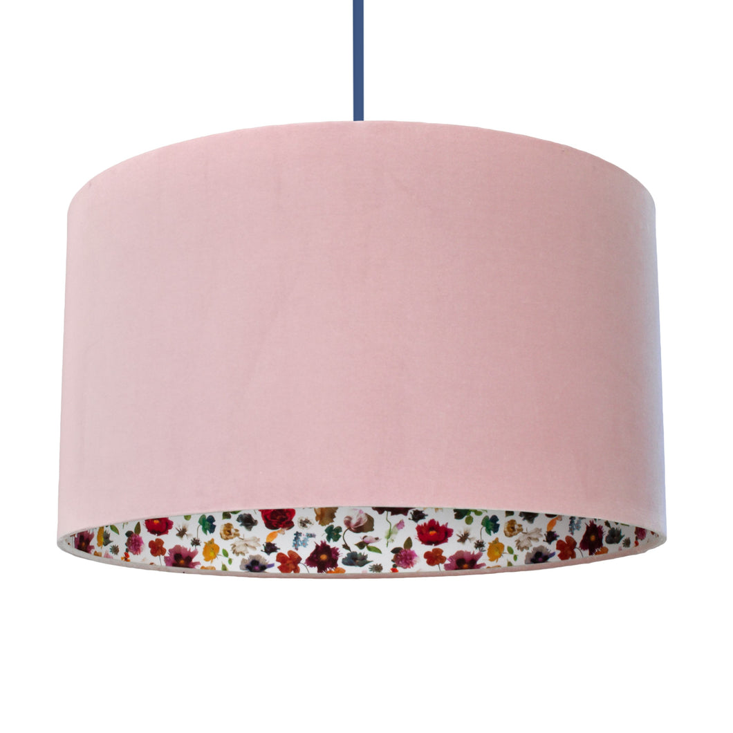 Liberty of London Floral Edit with blush pink velvet lampshade