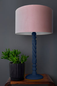 Blush pink velvet with opaque white liner lampshade