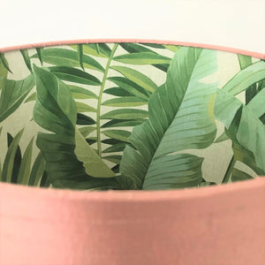 BEST SELLING: Blush silk with green leaf lampshade