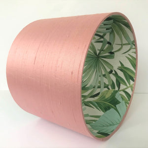 BEST SELLING: Blush silk with green leaf lampshade