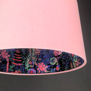Blush velvet with Liberty of London midnight floral cotton liner