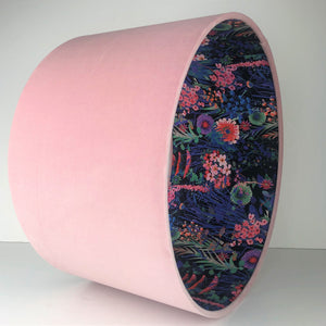 Blush velvet with Liberty of London midnight floral cotton liner