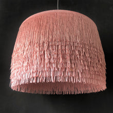 Load image into Gallery viewer, Blush pink tassel lampshade with metallic liner