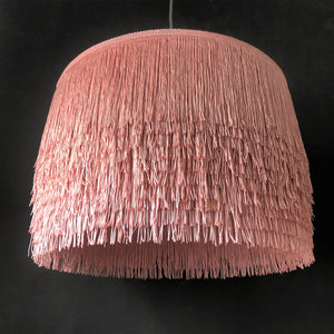 Blush pink tassel lampshade with metallic liner