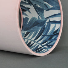 Load image into Gallery viewer, Blush velvet with blue leaf lampshade