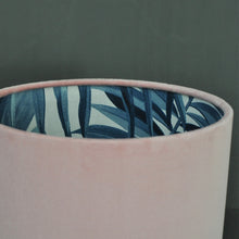 Load image into Gallery viewer, Blush velvet with blue leaf lampshade