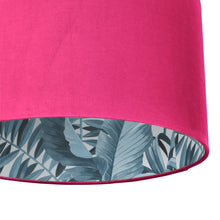 Load image into Gallery viewer, Hot pink velvet with blue leaf lampshade