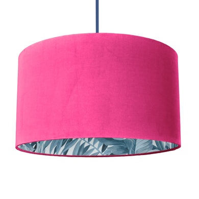 Hot pink velvet with blue leaf lampshade