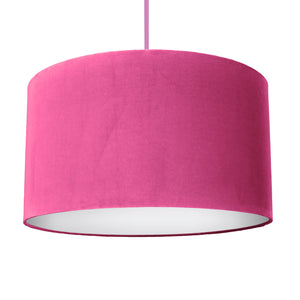 Hot pink velvet with opaque white liner lampshade