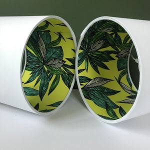 Crisp white cotton with citrus leaf lampshade