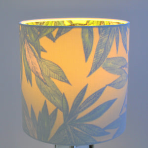Crisp white cotton with citrus leaf lampshade
