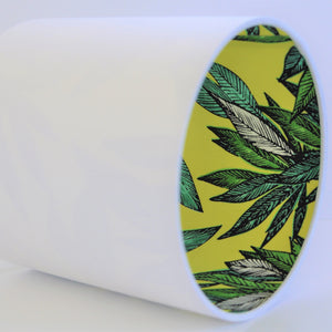 Crisp white cotton with citrus leaf lampshade