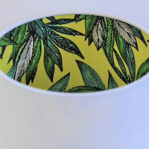Crisp white cotton with citrus leaf lampshade