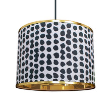 Load image into Gallery viewer, DOT wallpaper with mirror gold liner and gold edged lampshade