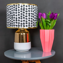 Load image into Gallery viewer, DOT wallpaper with mirror gold liner and gold edged lampshade