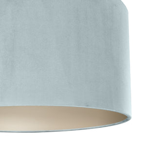 Duck egg blue velvet with champagne liner lampshade