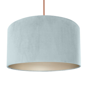 Duck egg blue velvet with champagne liner lampshade