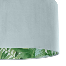 Load image into Gallery viewer, Duck egg blue velvet with green leaf lampshade