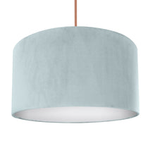 Load image into Gallery viewer, Duck egg blue velvet with opaque white liner lampshade