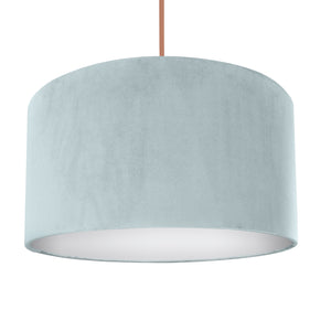 Duck egg blue velvet with opaque white liner lampshade