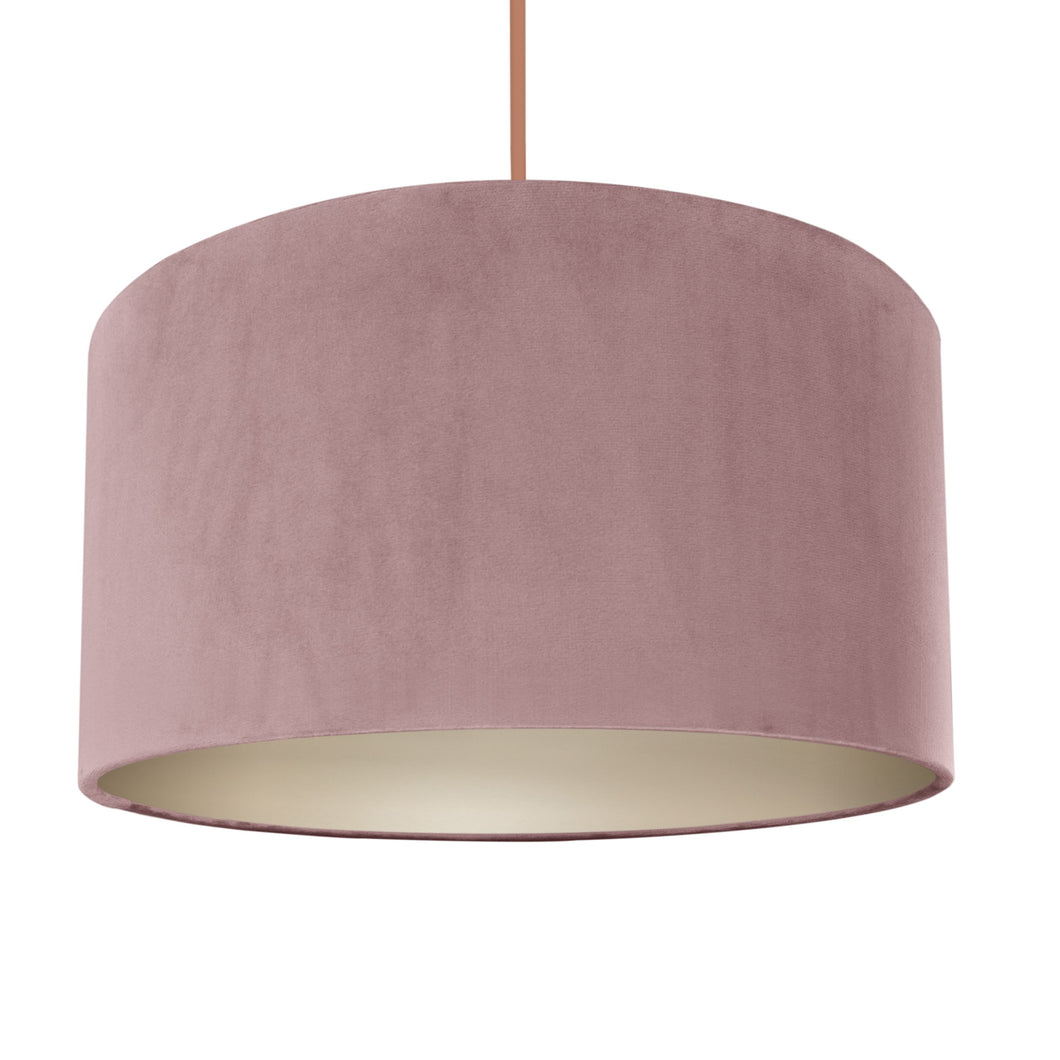 Dusty pink velvet with champagne liner lampshade