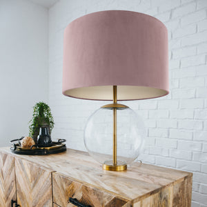 Dusty pink velvet with champagne liner lampshade