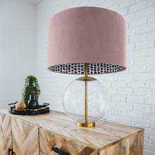 Load image into Gallery viewer, Dusty pink velvet with monochrome dot lampshade