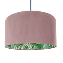 Load image into Gallery viewer, Dusty pink velvet with green leaf lampshade