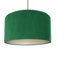 Load image into Gallery viewer, Emerald green velvet with champagne liner lampshade