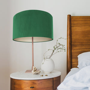 Emerald green velvet with champagne liner lampshade