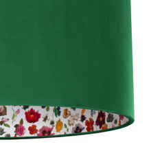 Load image into Gallery viewer, Liberty of London Floral Edit with emerald green velvet lampshade