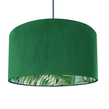 Load image into Gallery viewer, Emerald green velvet with green leaf lampshade