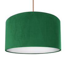 Load image into Gallery viewer, Emerald green velvet with opaque white liner lampshade