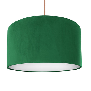 Emerald green velvet with opaque white liner lampshade