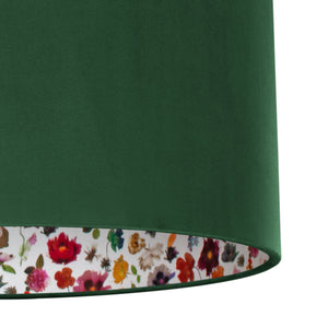 Liberty of London Floral Edit with forest green velvet lampshade