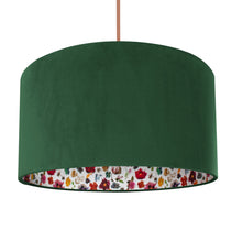 Load image into Gallery viewer, Liberty of London Floral Edit with forest green velvet lampshade