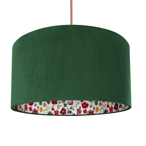 Liberty of London Floral Edit with forest green velvet lampshade