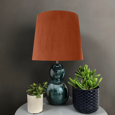 French drum lampshade with rust orange velvet