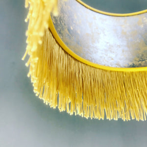 Gold tassel lampshade with Cole & Son liner