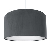 Load image into Gallery viewer, Smokey grey velvet with opaque white liner lampshade